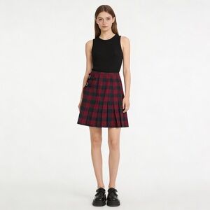 FLORENCE WALSH Vintage Pleated Plaid Wool Kilt Size 14